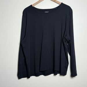 L.L. Bean Womens Supima Cotton Shirt 2X Black Long Sleeve Soft Basics Neutrals